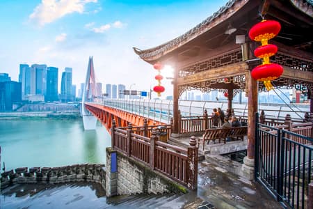 Chongqing city night view architecture landscape skyline