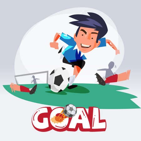 Soccer man Shooting The Ball To Make A Goal. football. character design - vector illustration