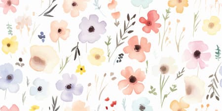 Seamless watercolor floral pattern, background of simple abstract flowers, illustration for textile, wallpapers or wrapping paper