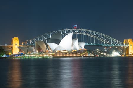 Sydney Harbour Bridge at night.